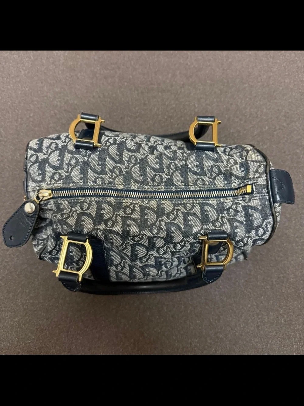 Dior Navy and Cream Monogram Satchel